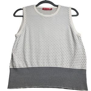Anne Klein Top Women's PM Striped‎ Polka Dot Sleeveless Timeless Capsule Classic